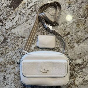 Kate Spade Rosie Pebbled Leather Flap Camera Bag Parchment Cream